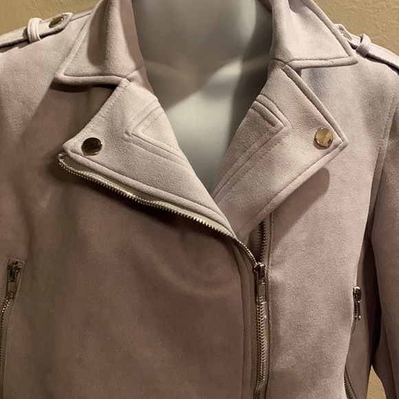 Zaful Women’s gray microfiber Moto style jacket NWT size large - Picture 2 of 5